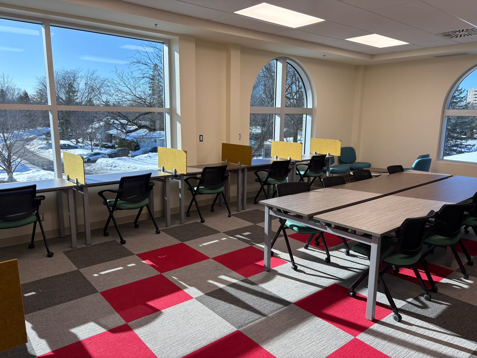 Study room with desks